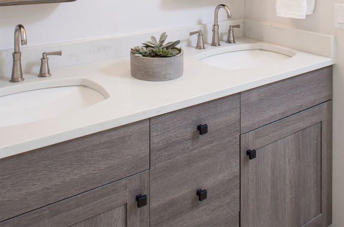 contemporary-granite-bathroom-double-sink - Custom Home Accents